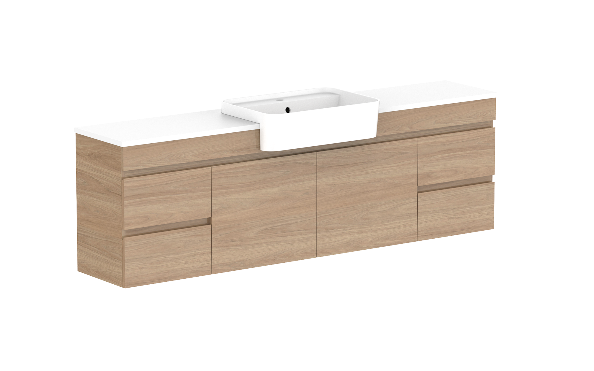 Glacier Semi-Recessed Door & Drawer, 1800 Twin, Wall Hung