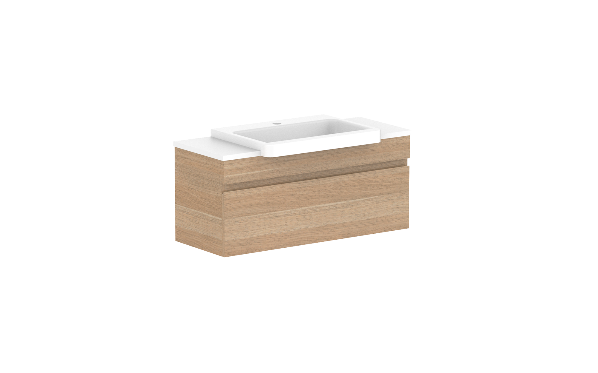 Glacier Semi-Recessed All-Drawer, 900 Slim, Wall Hung