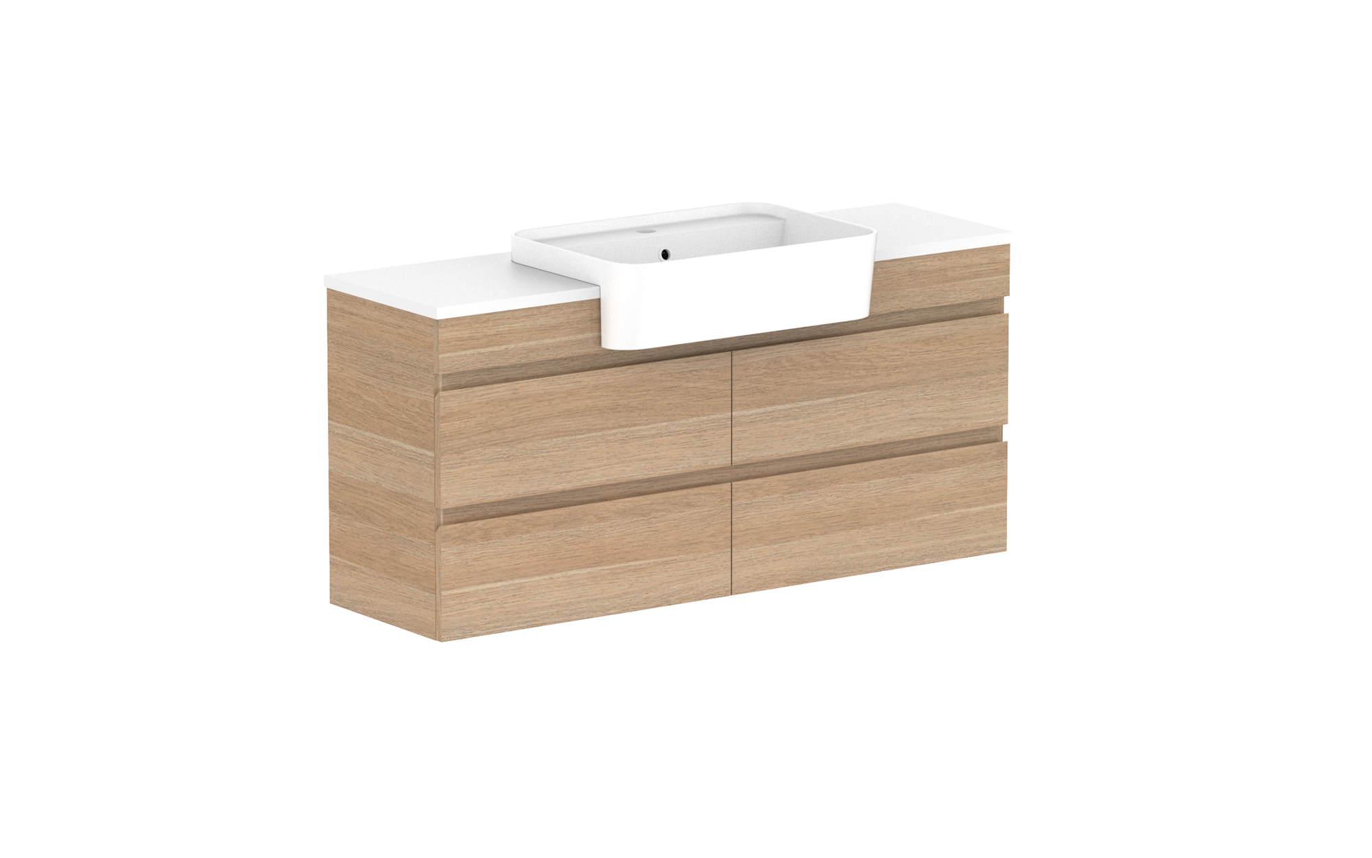 Glacier Semi-Recessed All-Drawer, 1200 Twin, Wall Hung