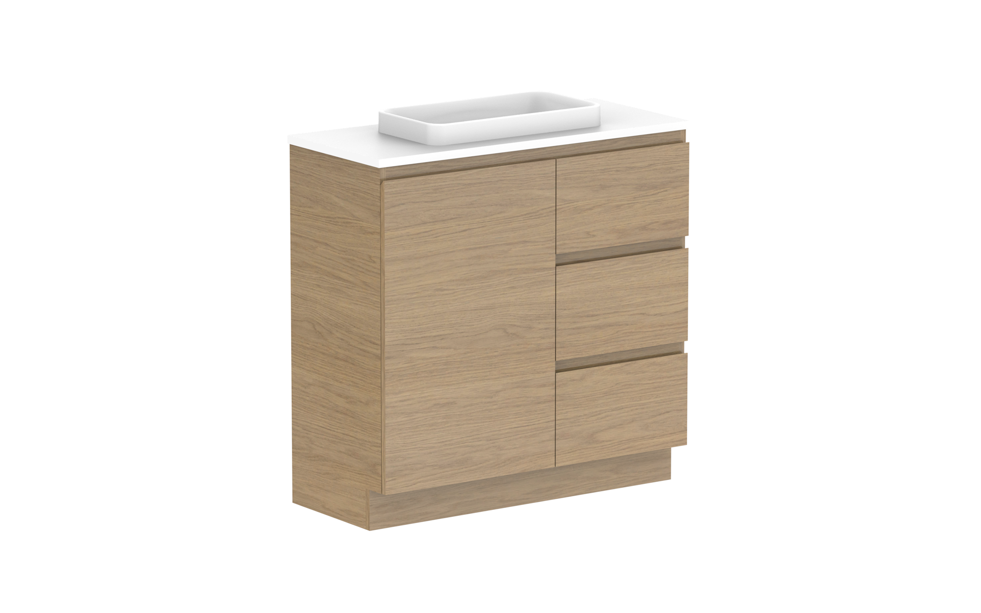 Glacier Ensuite Door & Drawer, 900 Trio, Floor Mount