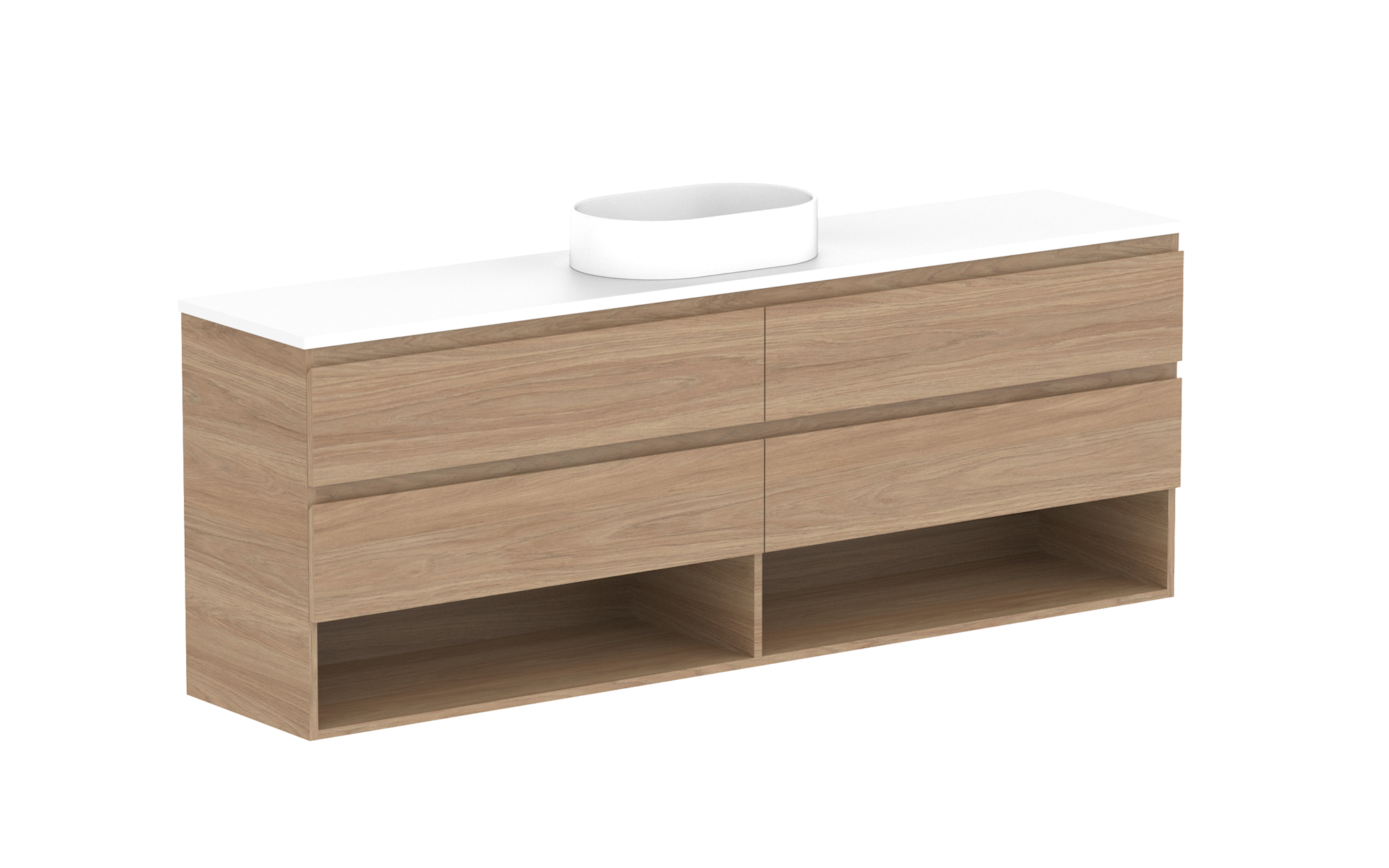 Glacier Ensuite Shelf, 1800 Twin, Wall Hung