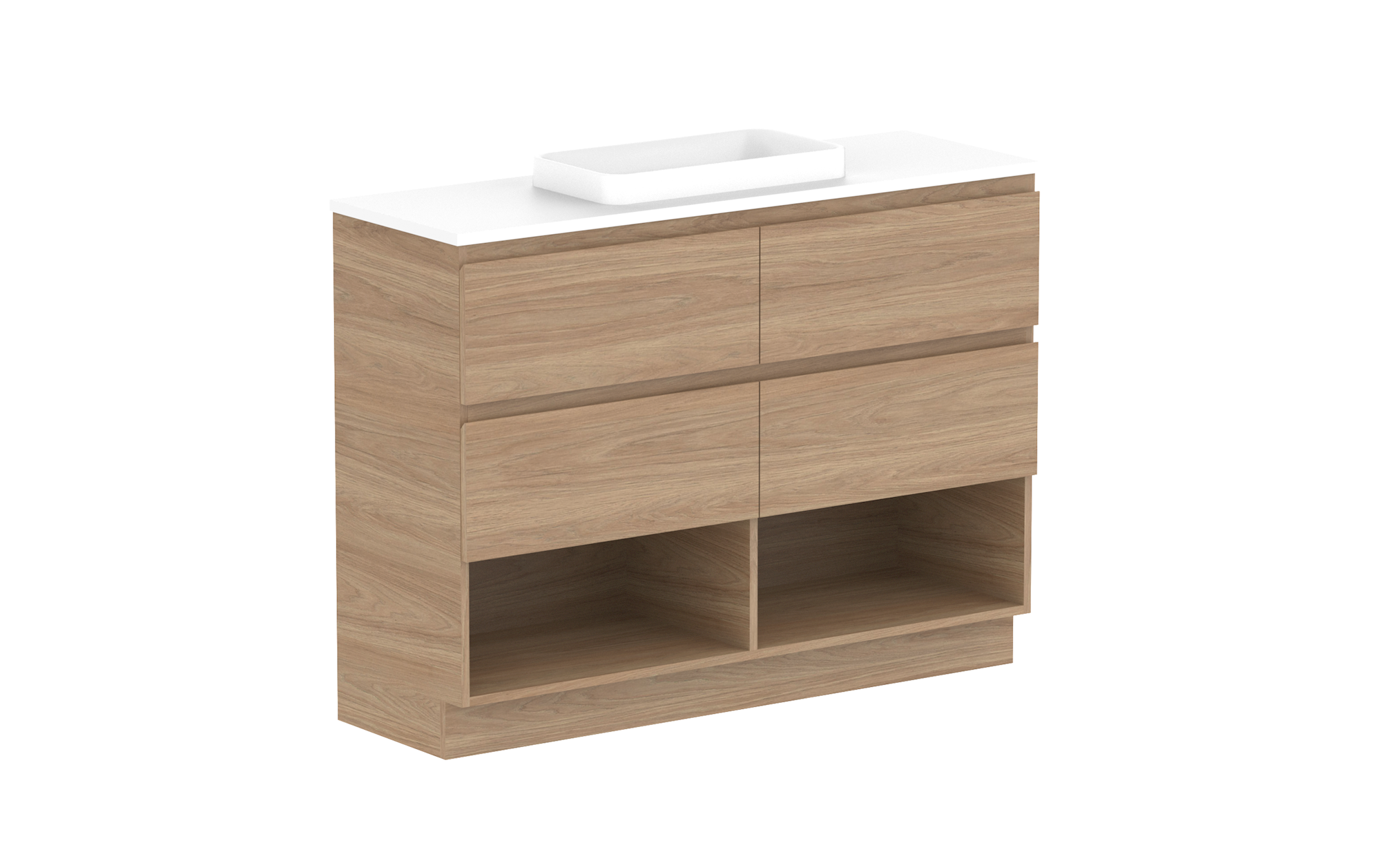 Glacier Ensuite Shelf, 1200 Trio, Floor Mount