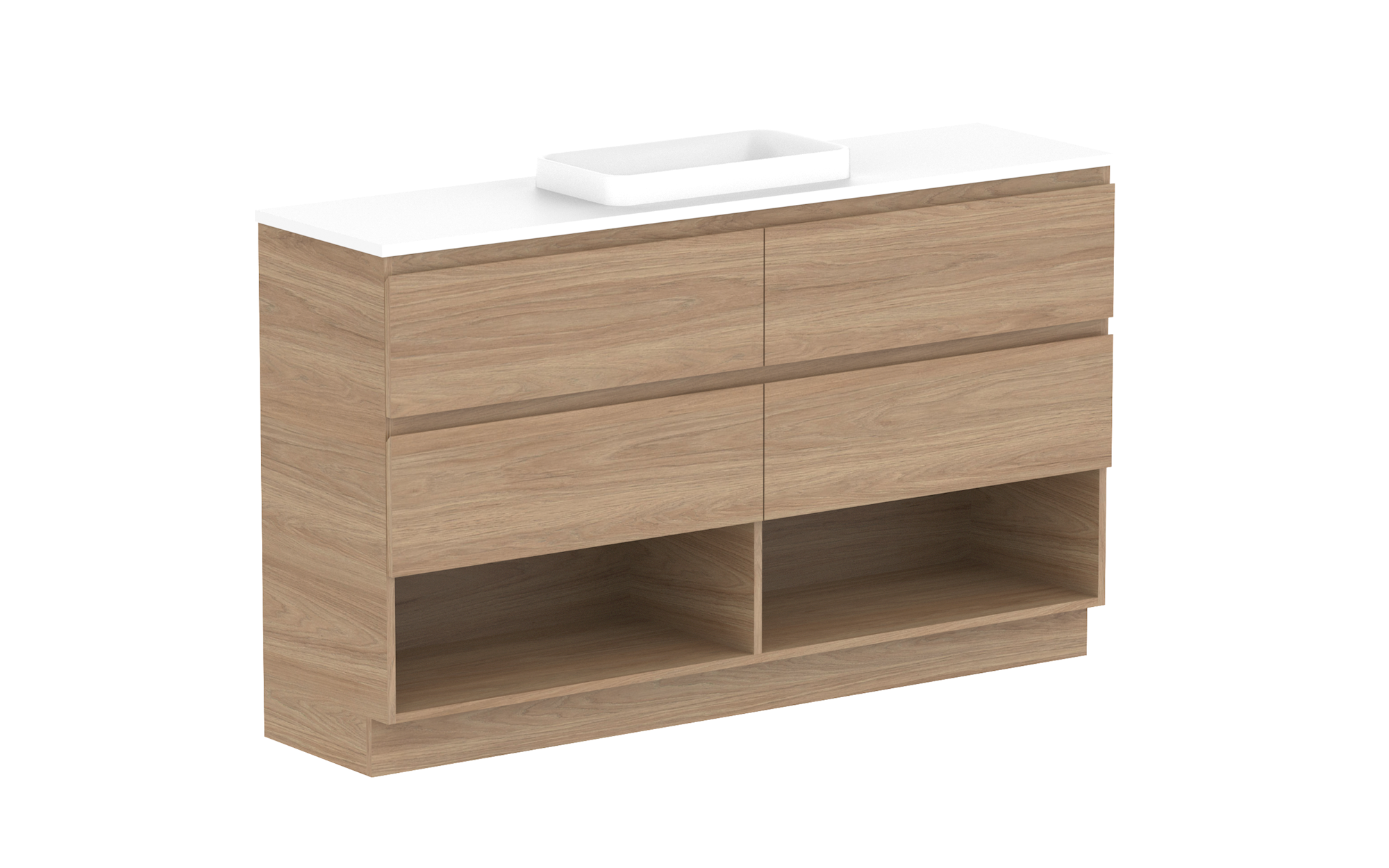 Glacier Ensuite Shelf, 1500 Trio, Floor Mount