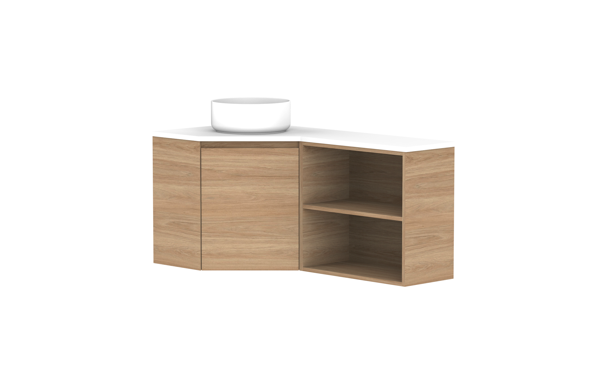 Glacier Corner, 600x1200 Open Shelf, Wall Hung
