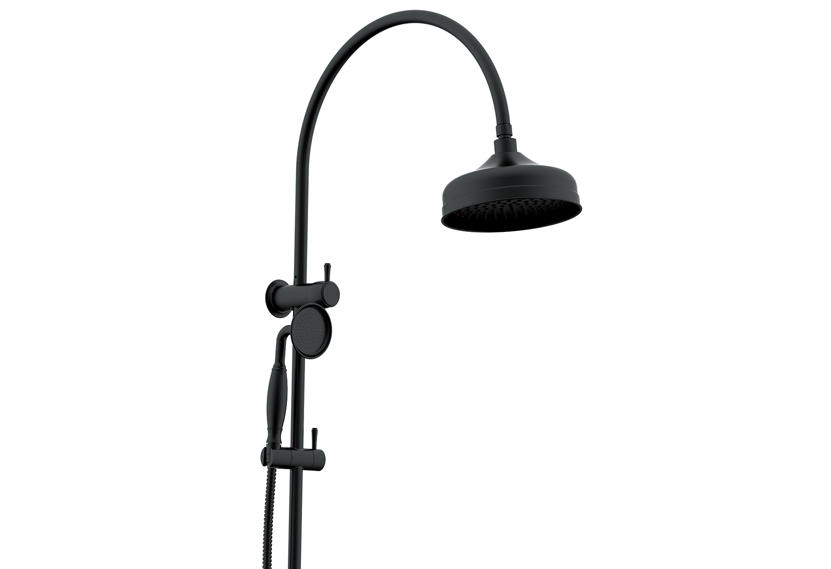 Eternal Gooseneck Twin Shower Set Matte Black