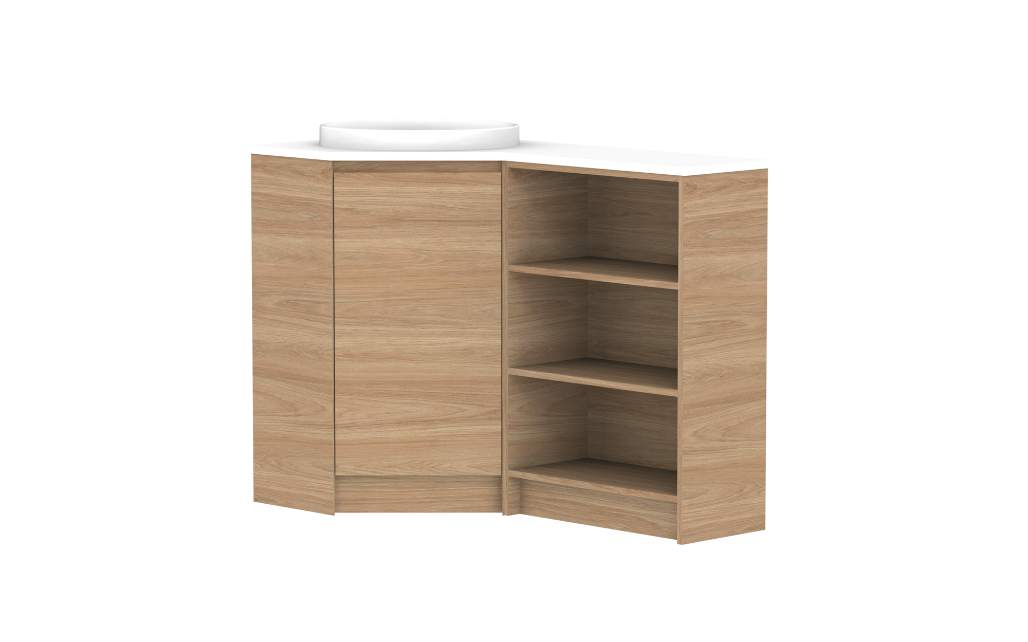 Glacier Corner, 600x1200 Open Shelf, Floor Mount